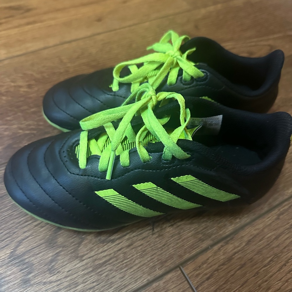 Adidas Kids Black and Neon Green Sneakers